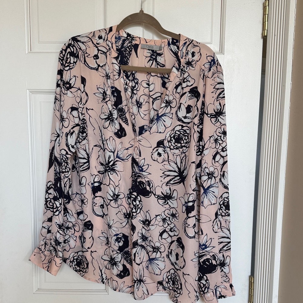 Dalia Pink and Black Floral Blouse